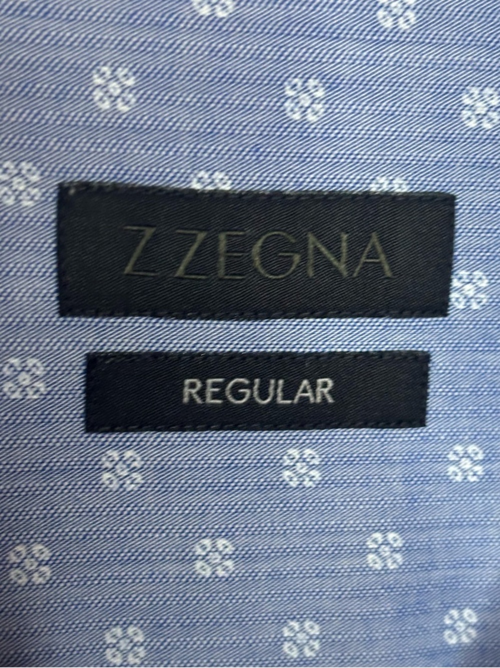 NWOT Z Zegna Light Blue Cotton Micro-Pattern Dress Shirt SIZE XXL - Picture 3 of 11